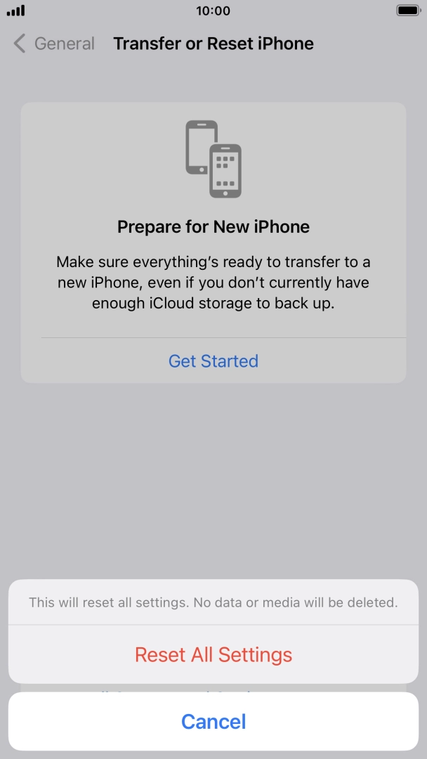 Press Reset All Settings.