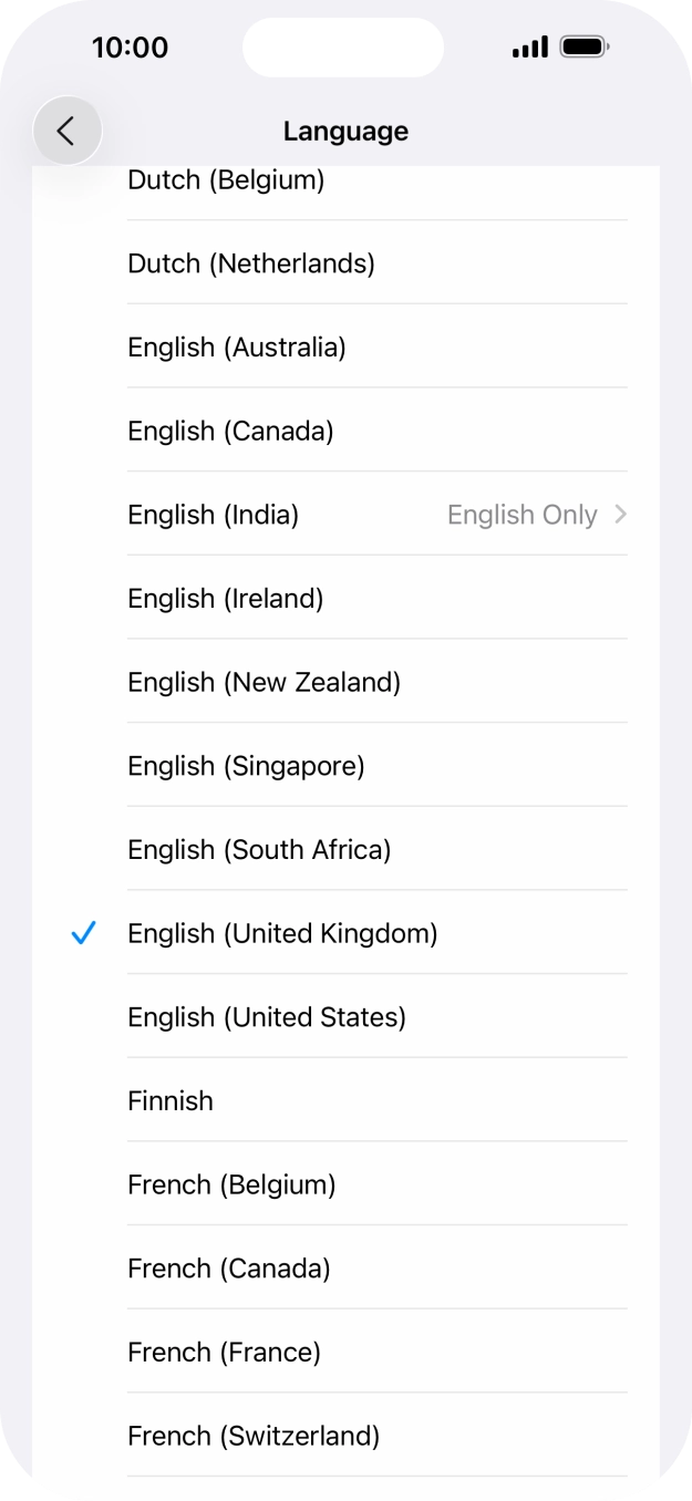 Press the required language. Press the required language.