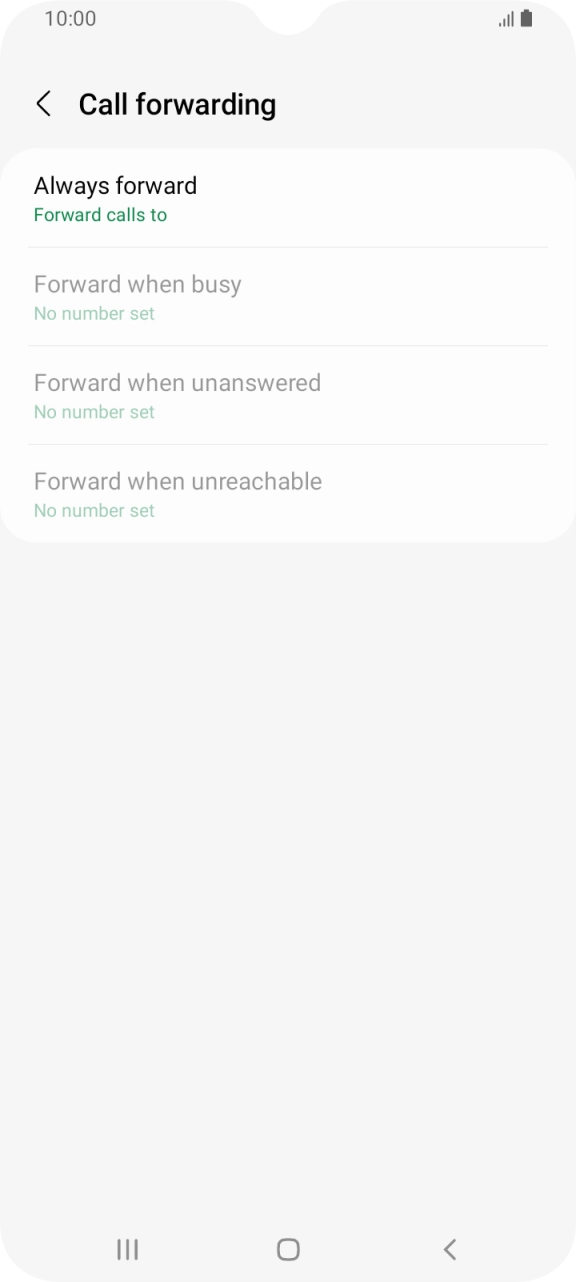 Press the required divert type. Press the required divert type.