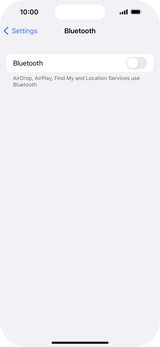 Press the indicator next to 'Bluetooth' to turn on the function.