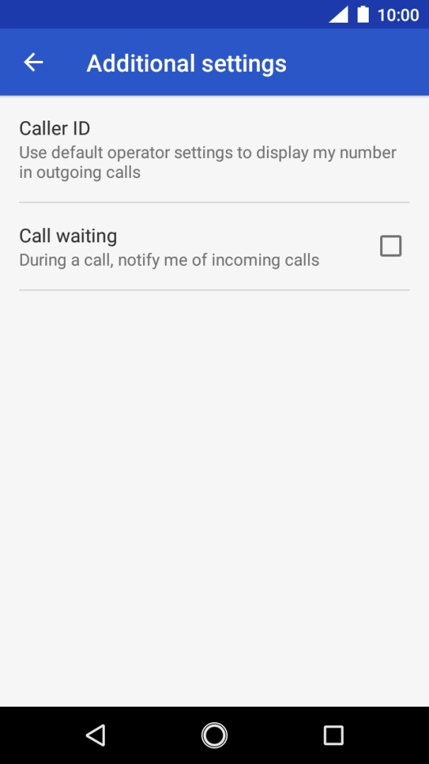 Press the field next to 'Call waiting' to turn the function on or off.