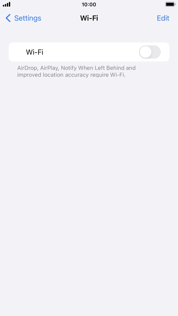 Press the indicator next to 'Wi-Fi' to turn on the function.