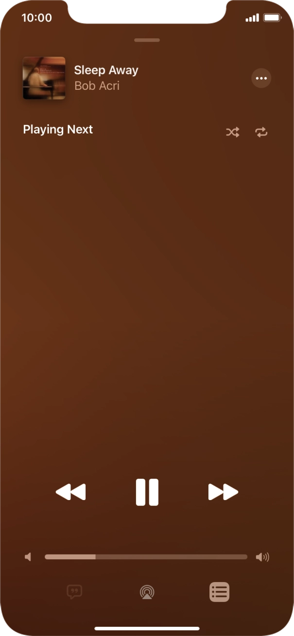 Press the shuffle icon to turn the function on or off. Press the shuffle icon to turn the function on or off.