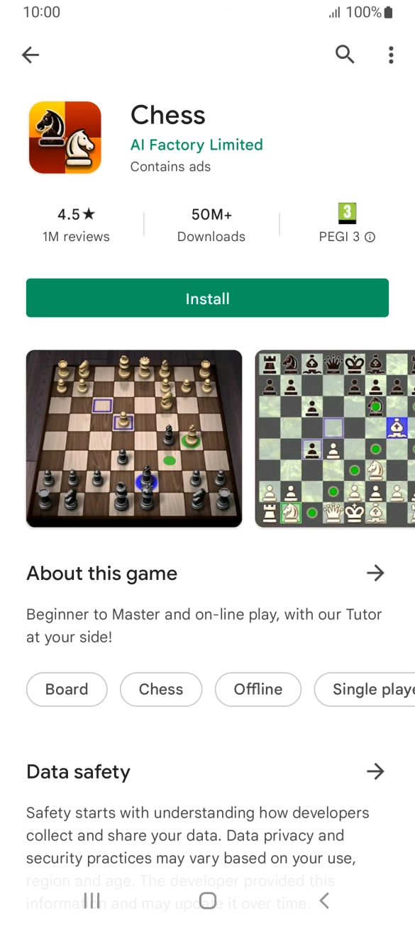 Press Install and follow the instructions on the screen to install the app.