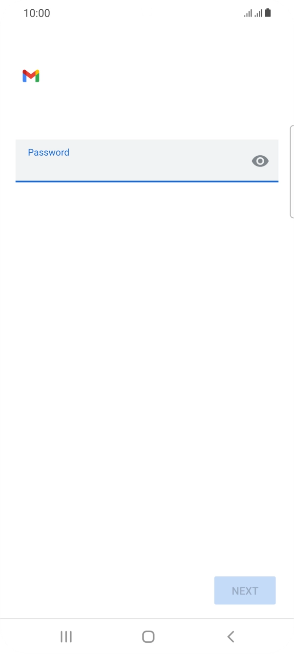 Press the field below 'Password' and key in the password for your email account. Press the field below 'Password' and key in the password for your email account.