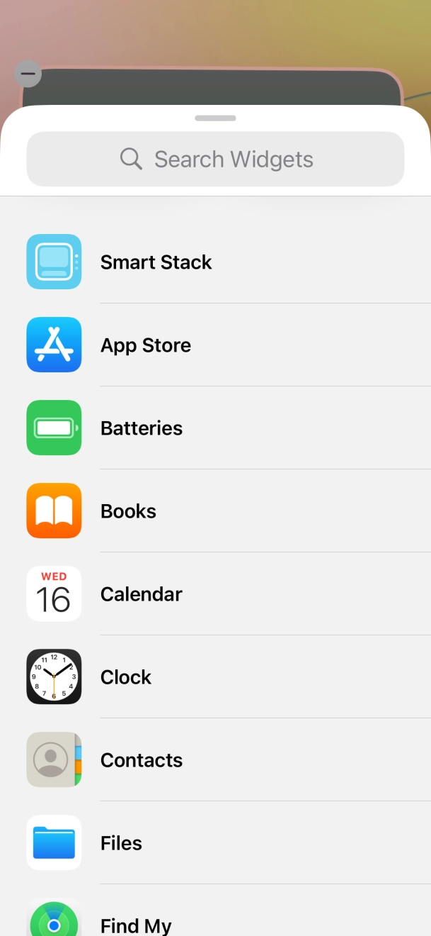 Press the required widget. Press the required widget.