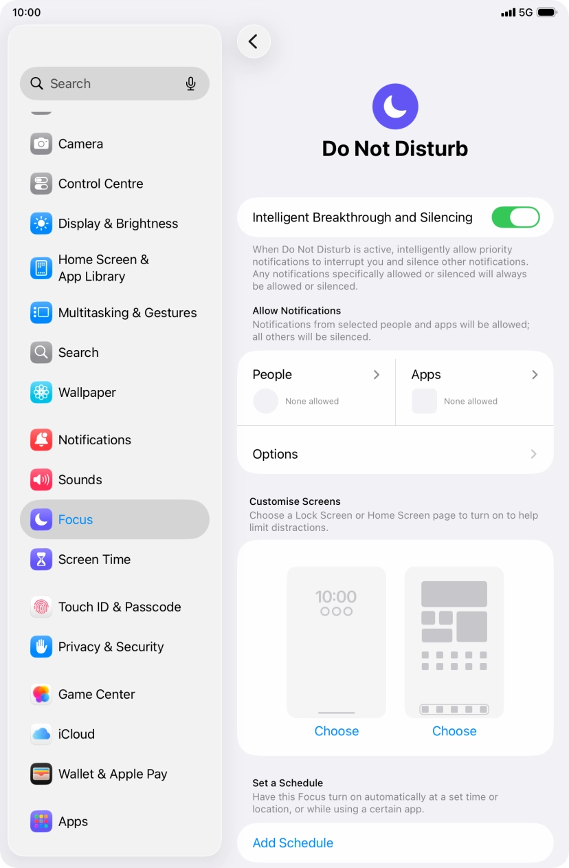 Press People and follow the instructions on the screen to select which contacts you would like to receive calls and notifications from when Do Not Disturb is turned on. Press People and follow the instructions on the screen to select which contacts you would like to receive calls and notifications from when Do Not Disturb is turned on.