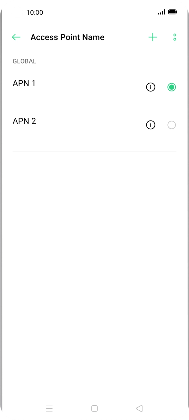 Press the field next to the data connection to activate it.