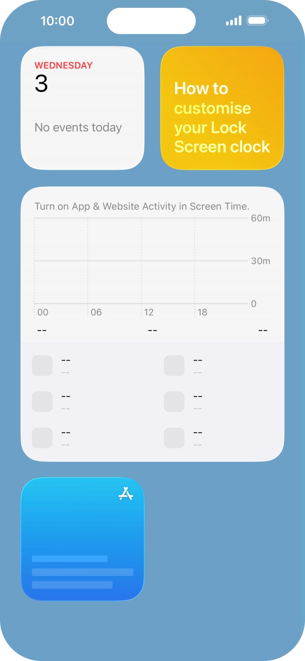 Press and hold the required widget until a pop-up menu is displayed. Press and hold the required widget until a pop-up menu is displayed.