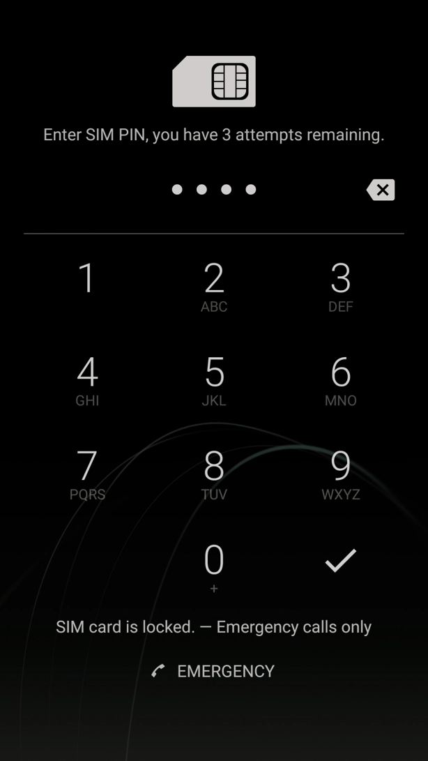 Key in your SIM PIN and press the confirm icon. The default SIM PIN is 0000.