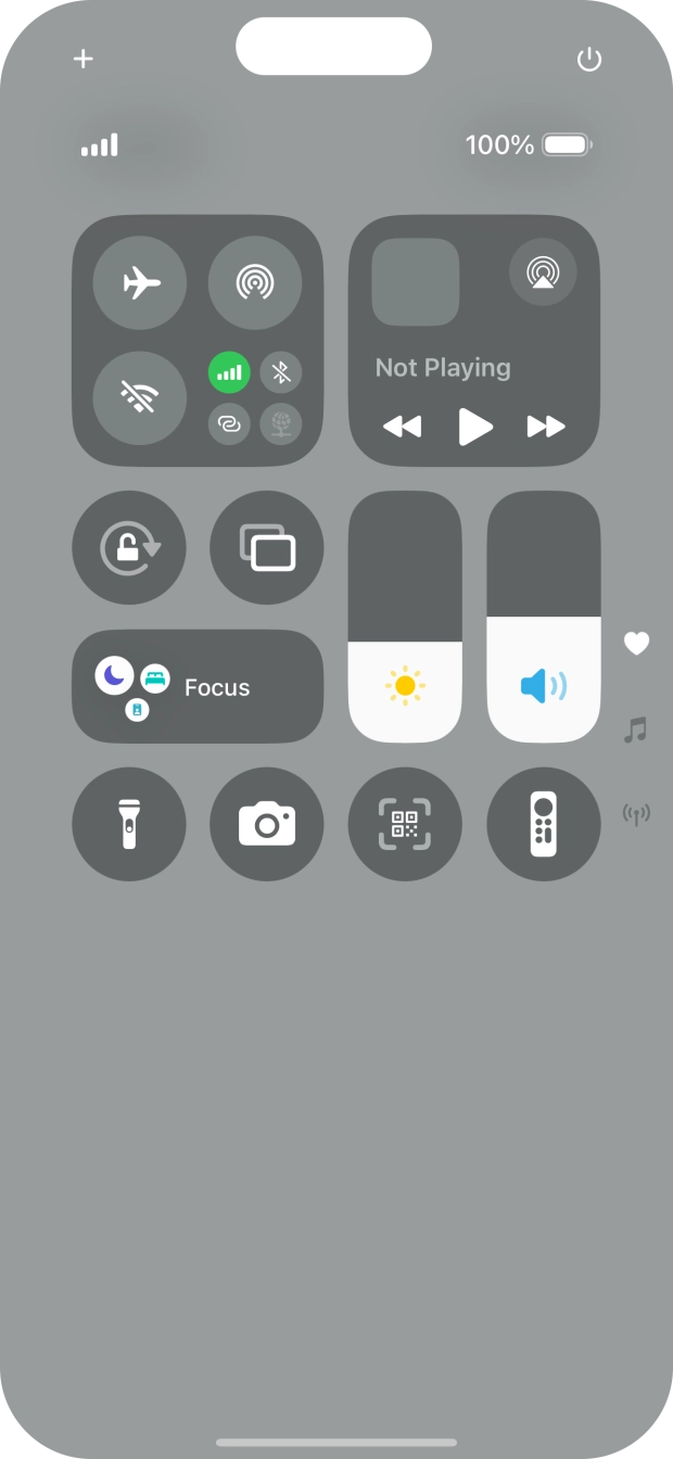Press the flight mode icon to turn the function on or off. Press the flight mode icon to turn the function on or off.