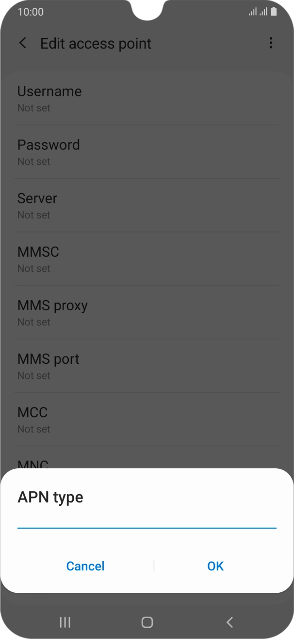 Key in default and press OK. Key in default and press OK.