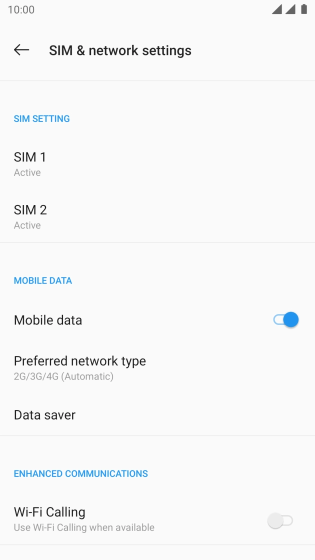 Press the required SIM.