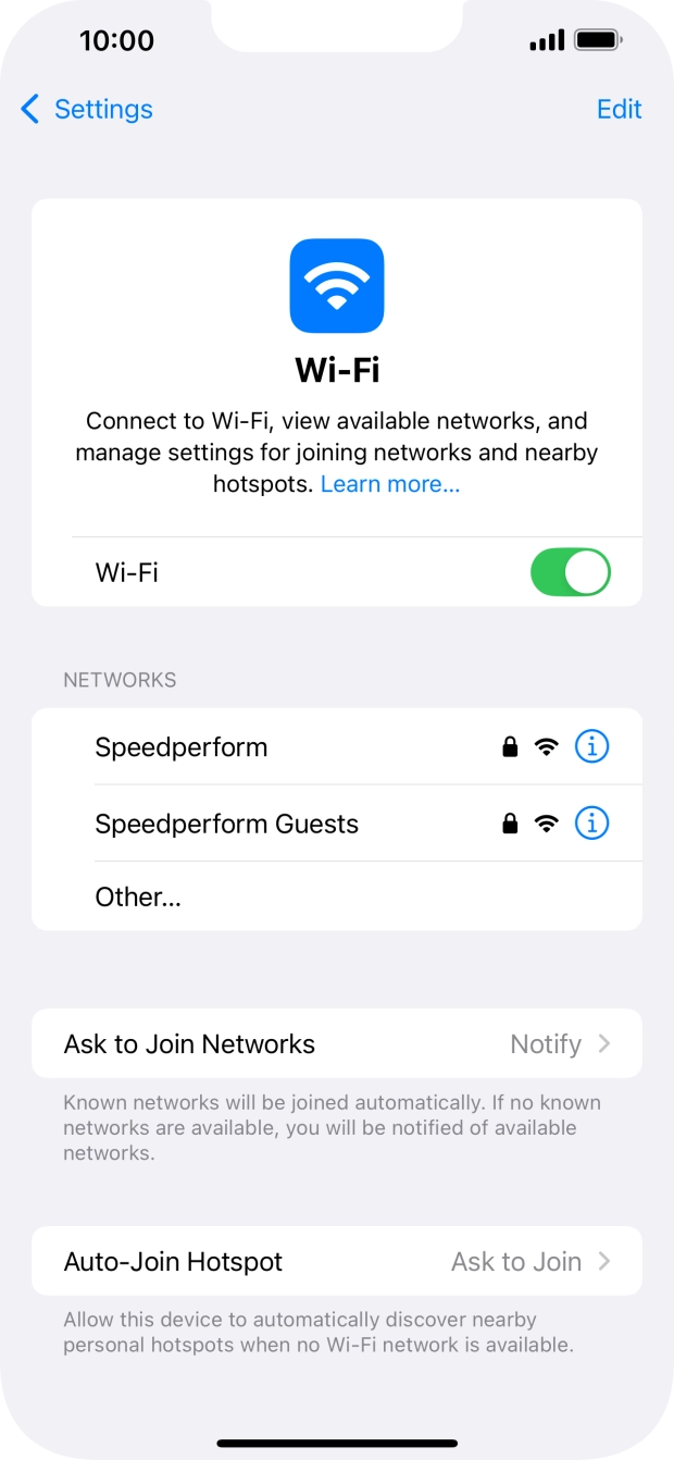 Press the required WiFi network and key in the password for the WiFi network.