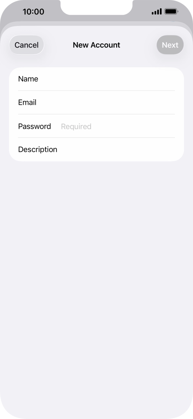 Press Password and key in the password for your email account. Press Password and key in the password for your email account.