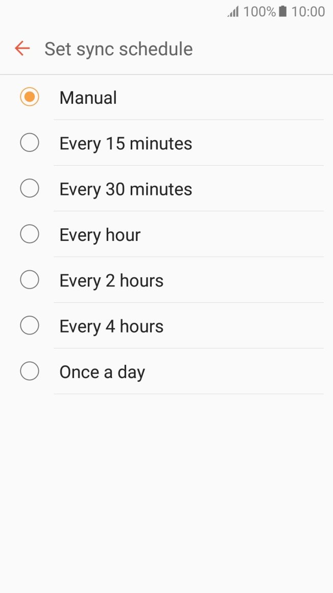 Press the required setting.