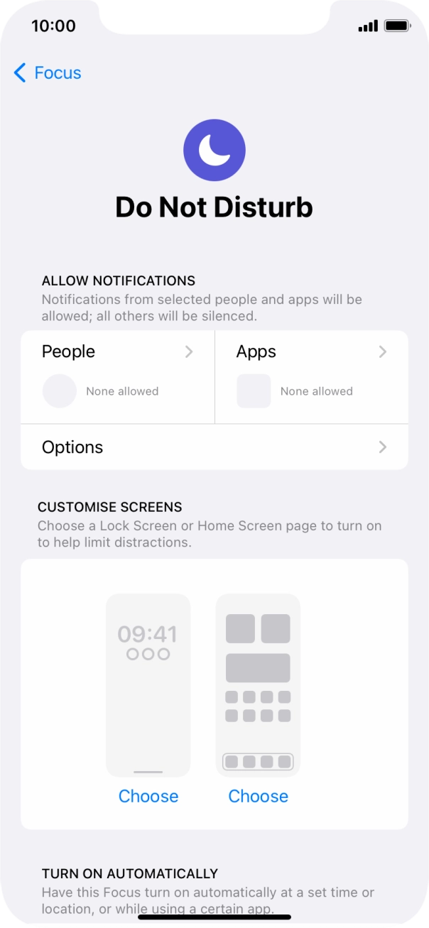 Press People and follow the instructions on the screen to select which contacts you would like to receive calls and notifications from when Do Not Disturb is turned on. Press People and follow the instructions on the screen to select which contacts you would like to receive calls and notifications from when Do Not Disturb is turned on.
