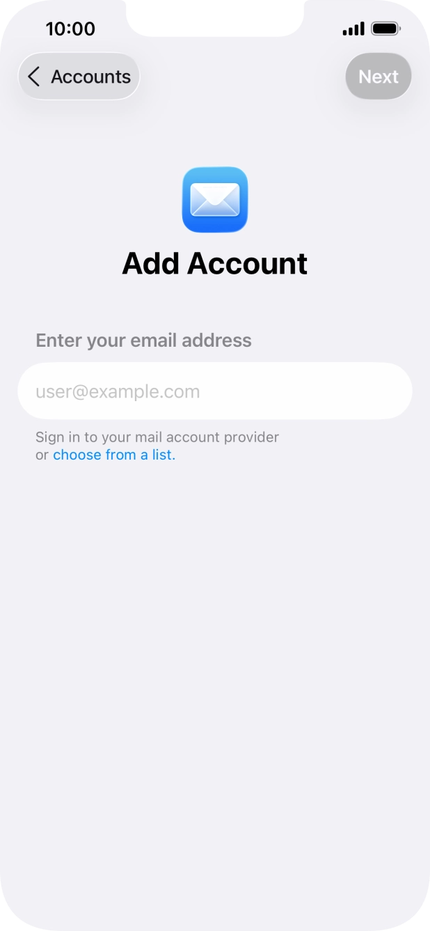 Press the field below 'Enter your email address' and key in your email address.
