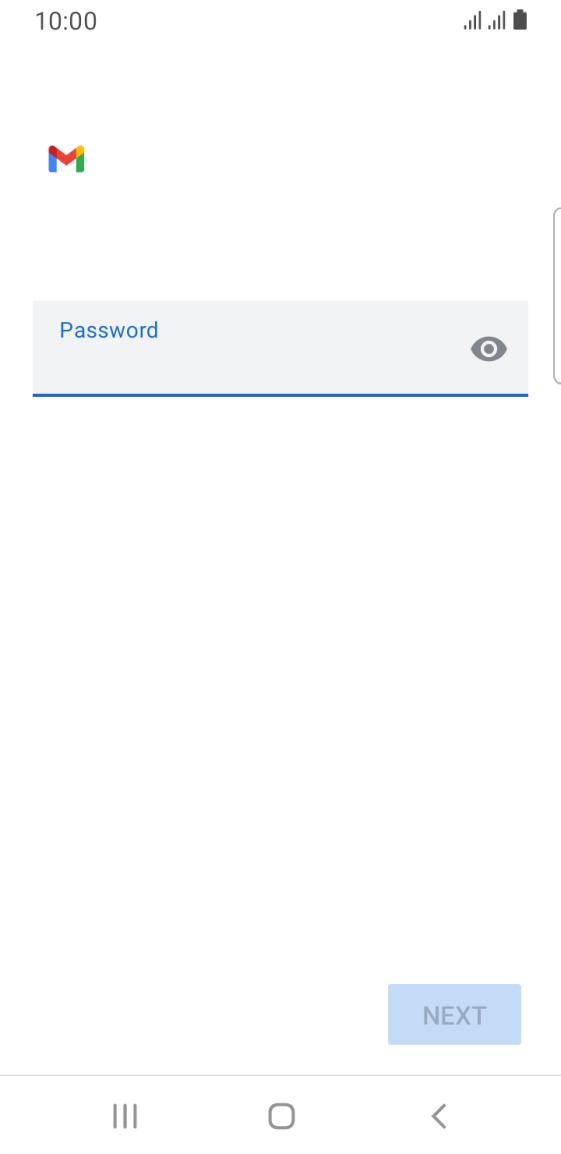 Press the field below 'Password' and key in the password for your email account. Press the field below 'Password' and key in the password for your email account.