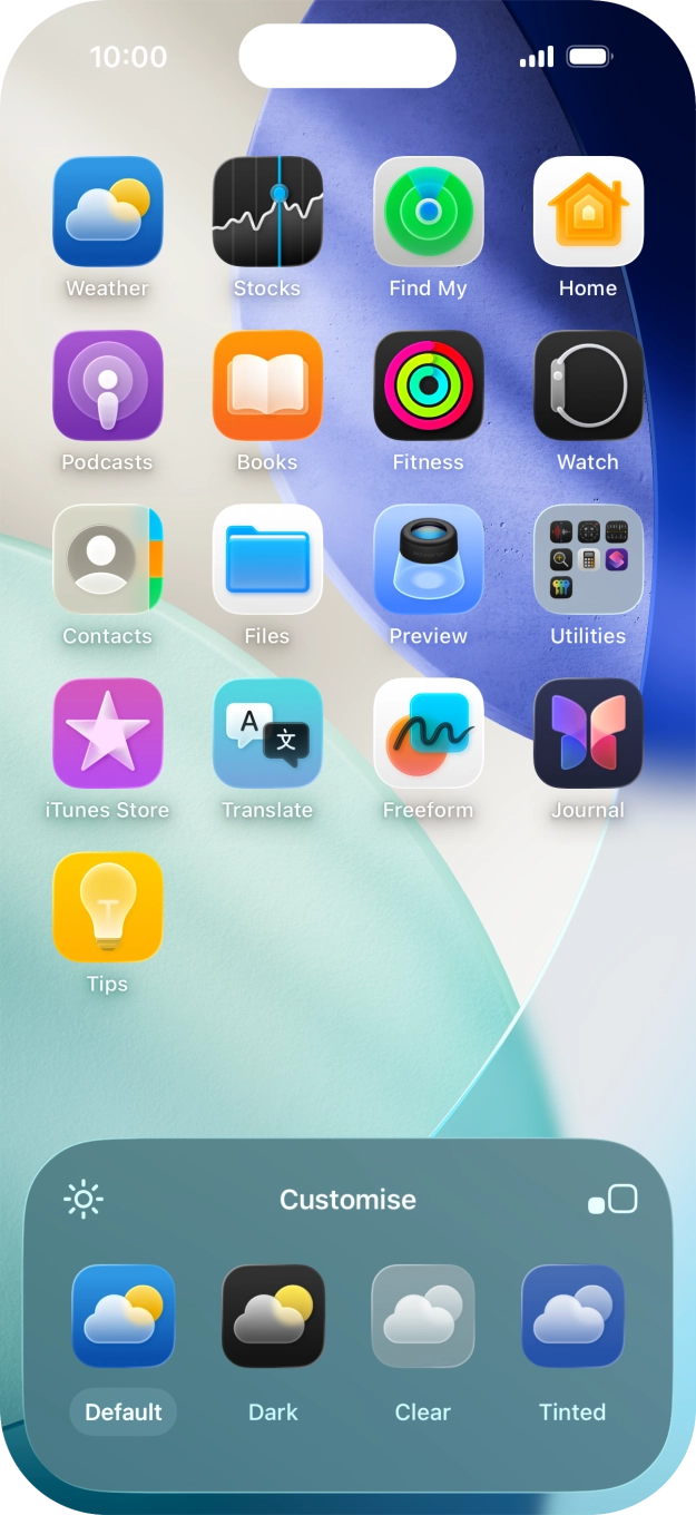 Press the required setting to select the size of app icons on the home screen.