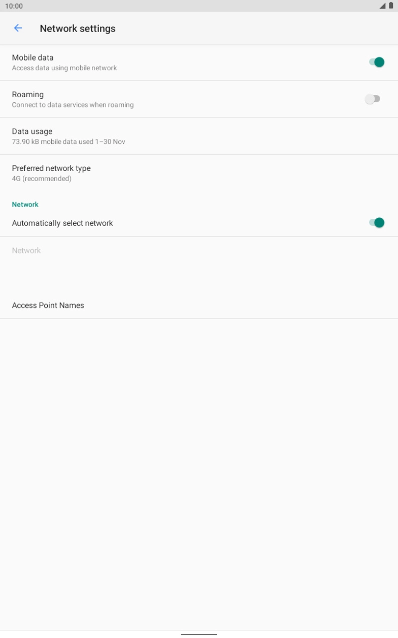 Press the indicator next to 'Automatically select network' to turn off the function and wait while your tablet searches for networks. Press the indicator next to 'Automatically select network' to turn off the function and wait while your tablet searches for networks.
