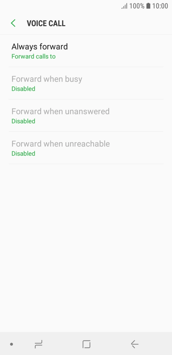 Press the required divert type. Press the required divert type.