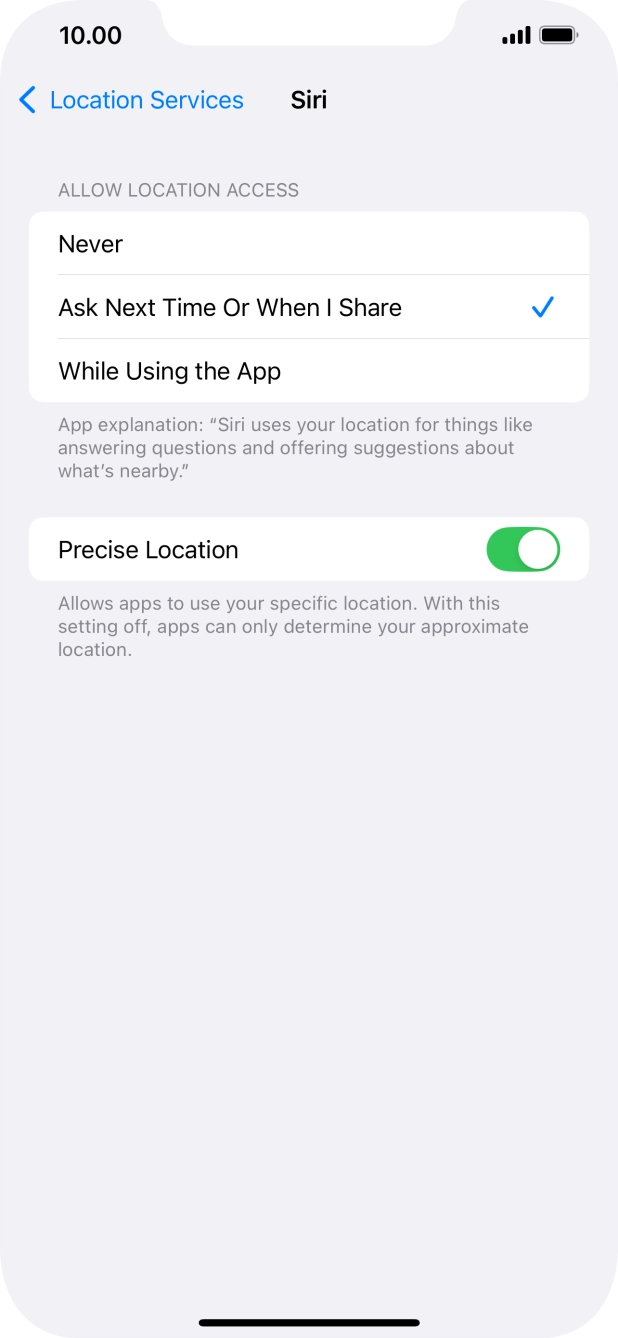 Press the required setting to turn the function on or off. Press the required setting to turn the function on or off.