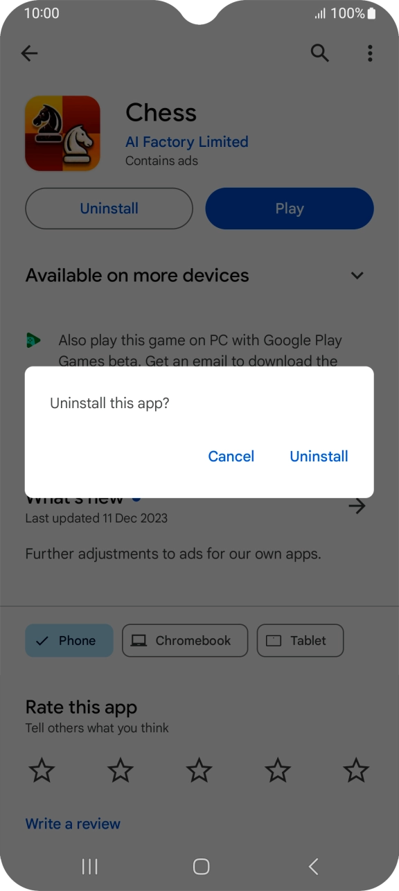 Press Uninstall.