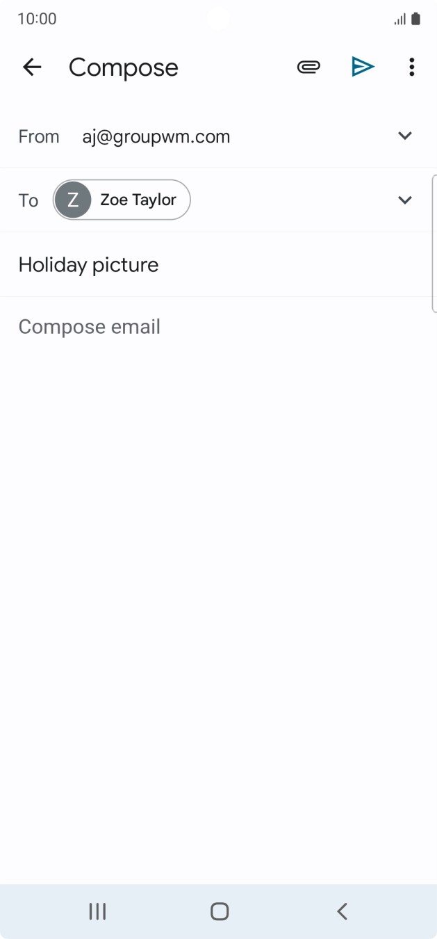 Press the text input field and write the text for your email.