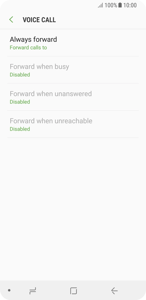 Press the required divert type. Press the required divert type.
