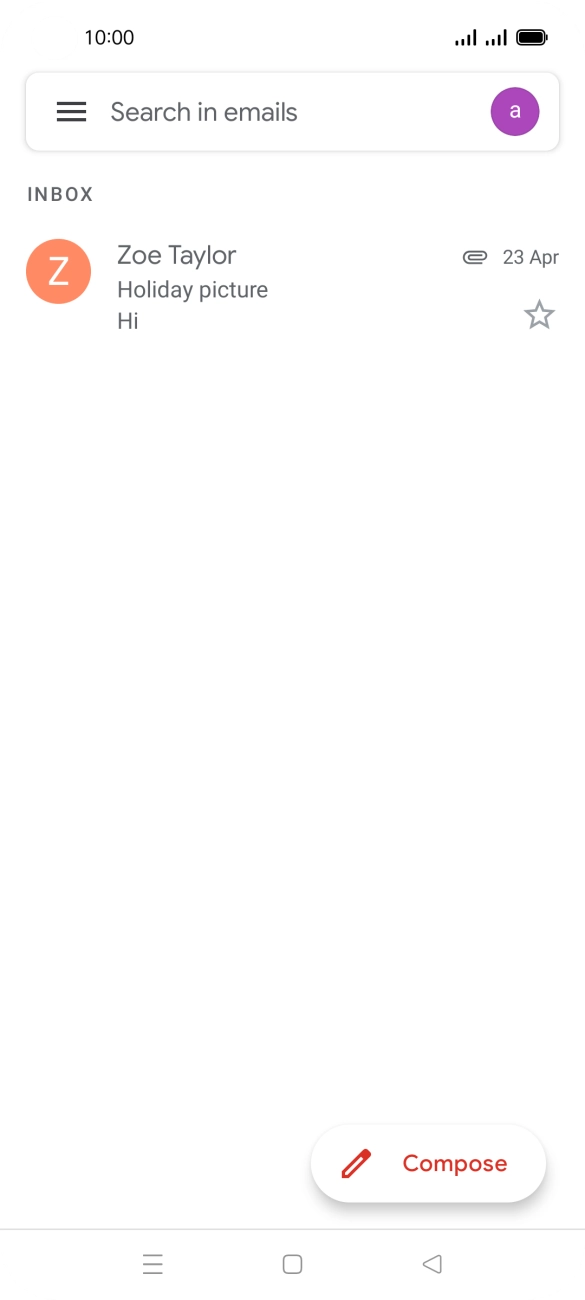 Press the email account icon.