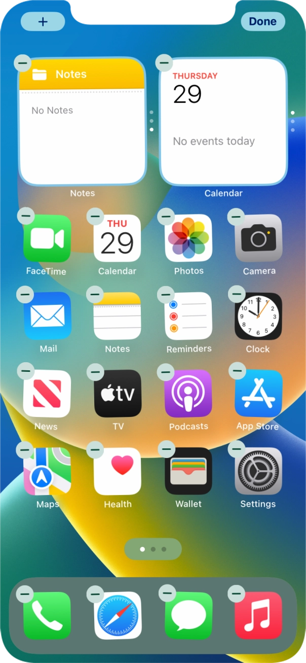 Press the home screen page icon. Press the home screen page icon.
