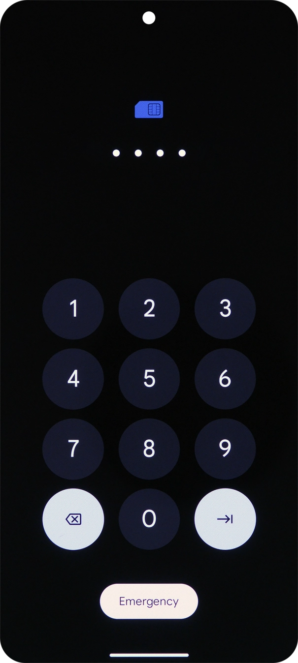 If your SIM is locked, key in your SIM PIN and press arrow right. The default SIM PIN is 0000. If your SIM is locked, key in your SIM PIN and press arrow right. The default SIM PIN is 0000.