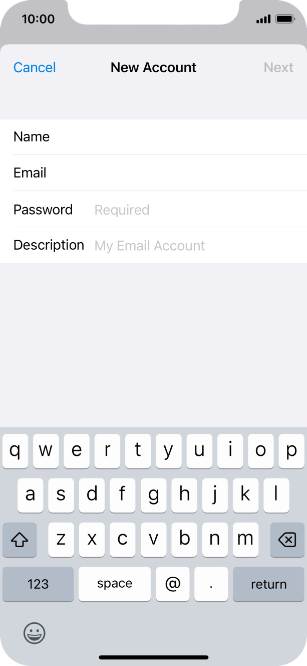 Press Password and key in the password for your email account. Press Password and key in the password for your email account.