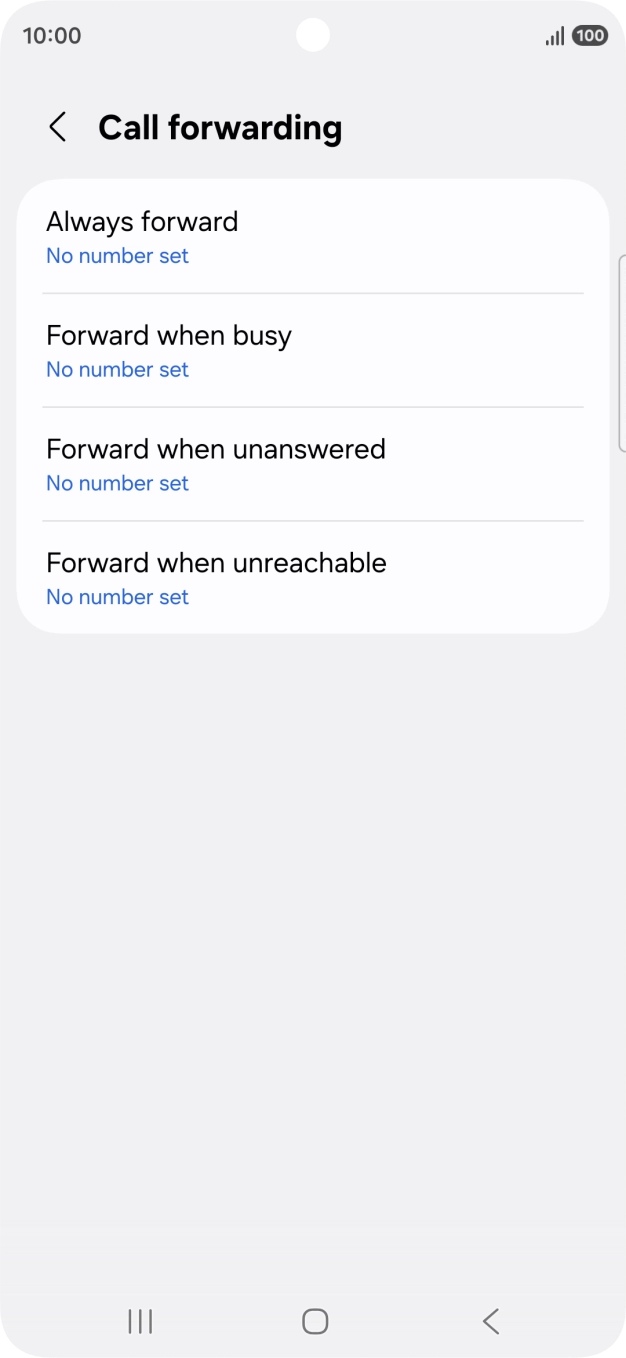 Press the required divert type. Press the required divert type.