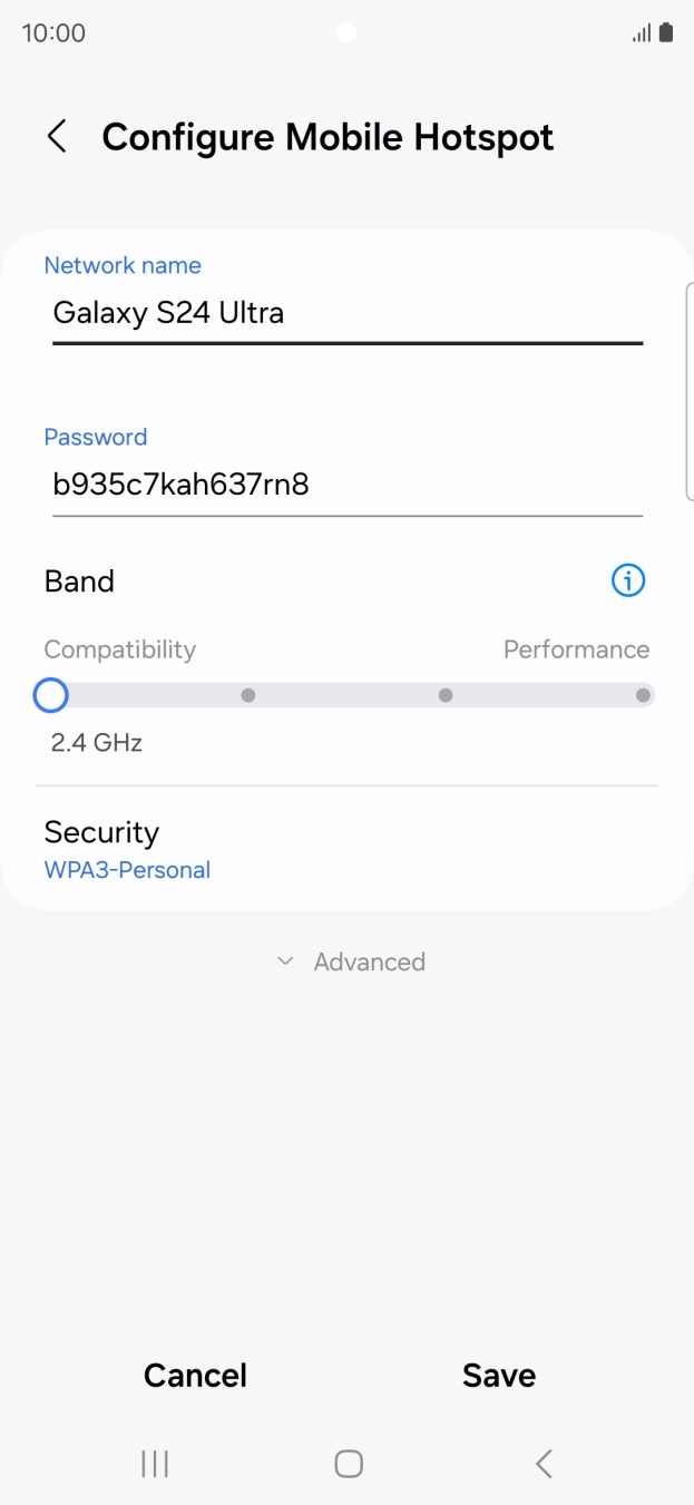Press the field below 'Password' and key in the required password.