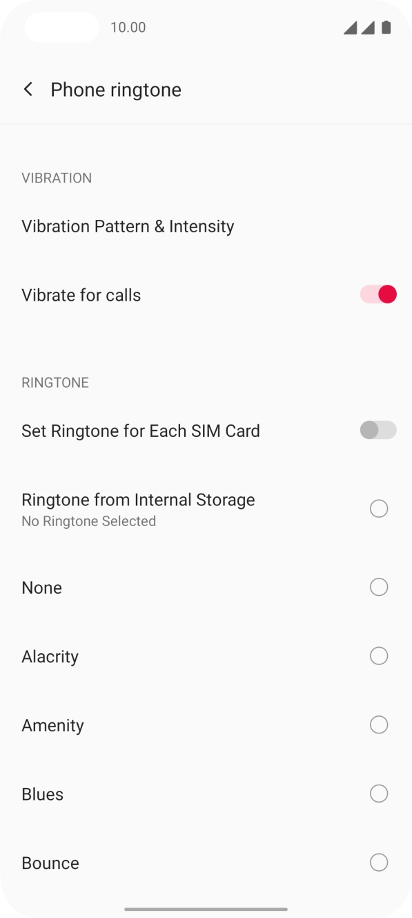 Press Ringtone from Internal Storage.