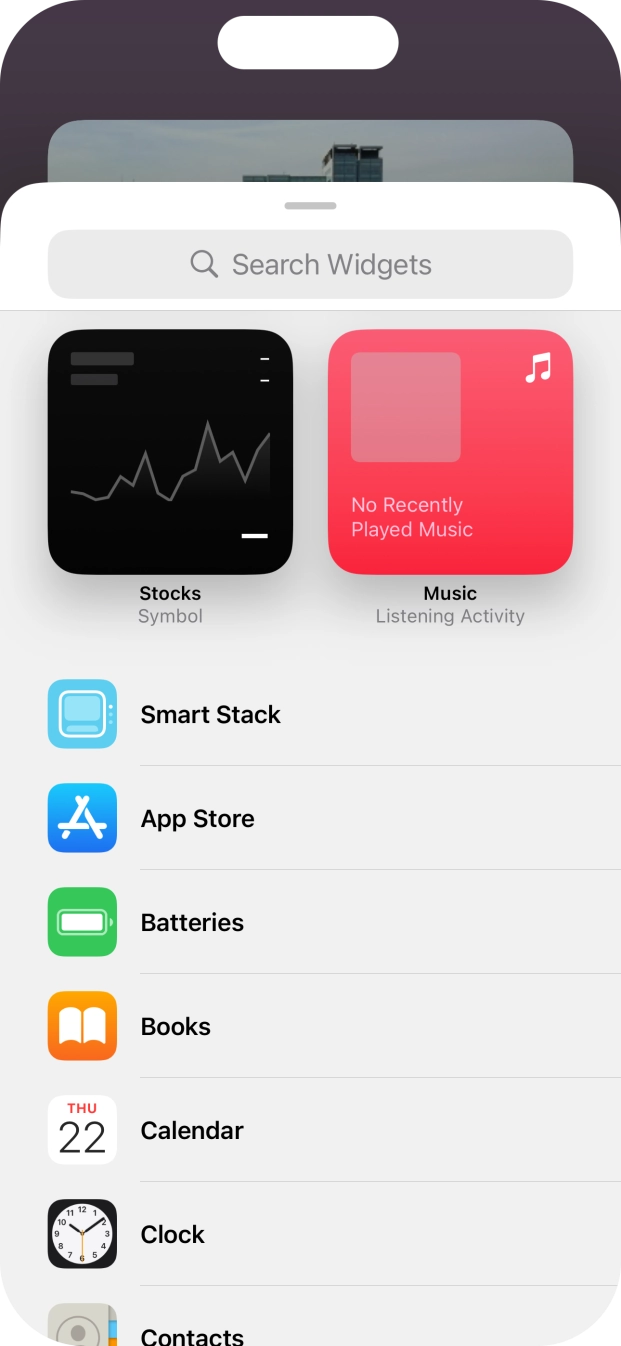 Press the required widget. Press the required widget.