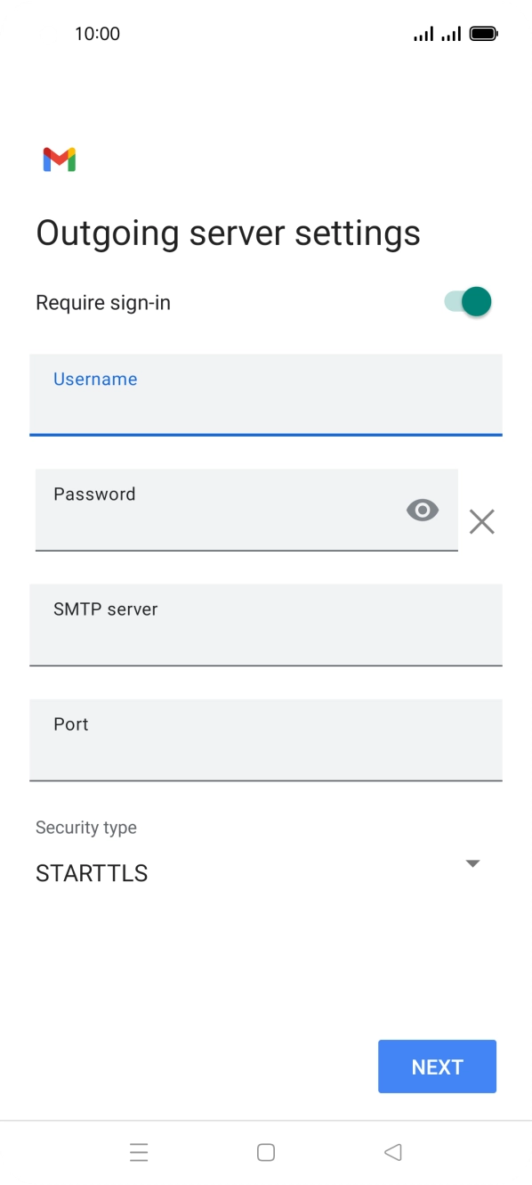 Press the field below 'Password' and key in the password of your email provider's outgoing server.