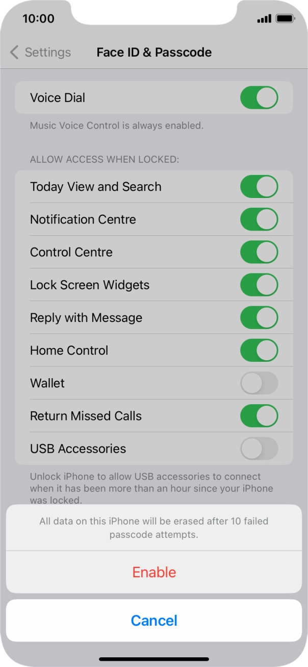 If you turn on the function, press Enable. If you turn on the function, press Enable.