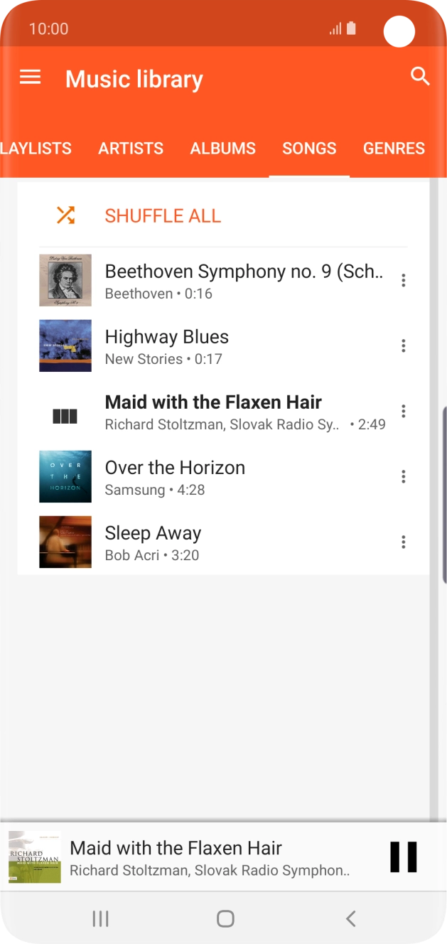 Press the song title at the bottom of the screen. Press the song title at the bottom of the screen.