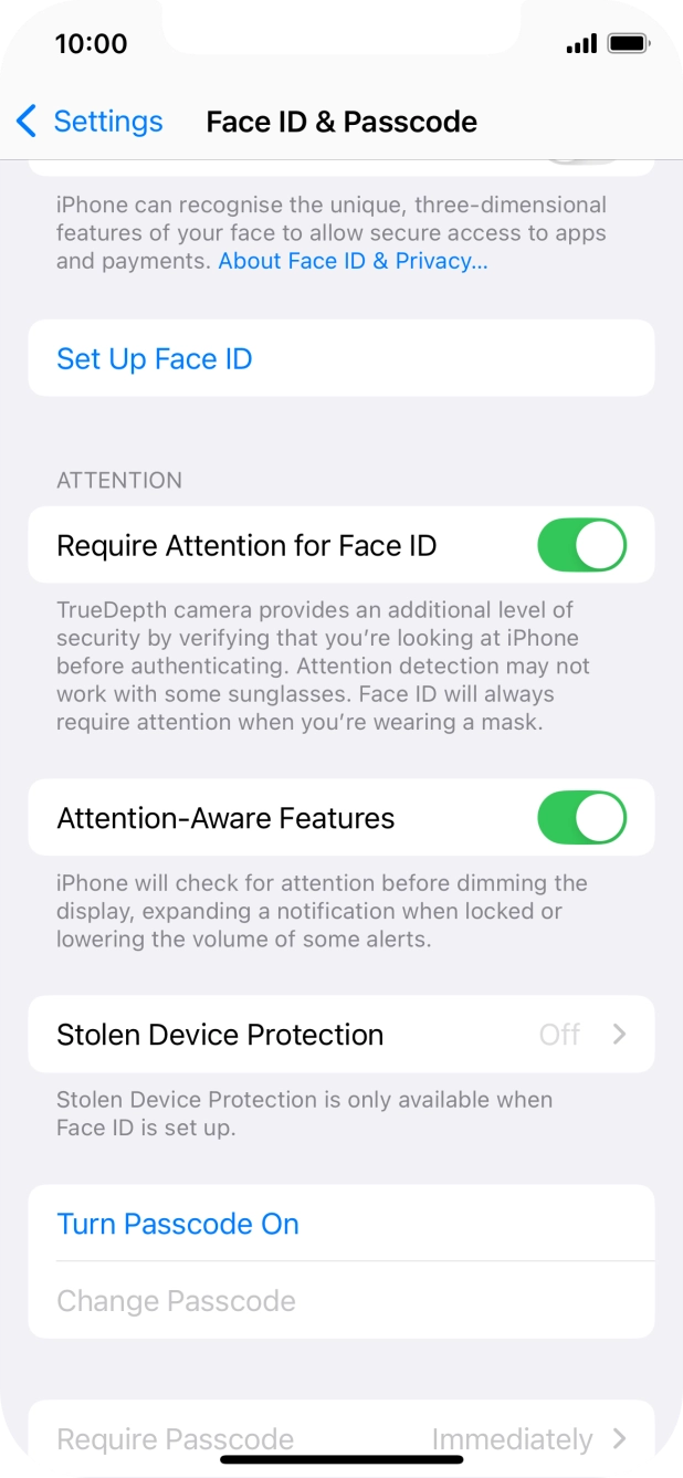 Press Turn Passcode On and key in a lock code of your own choice twice.