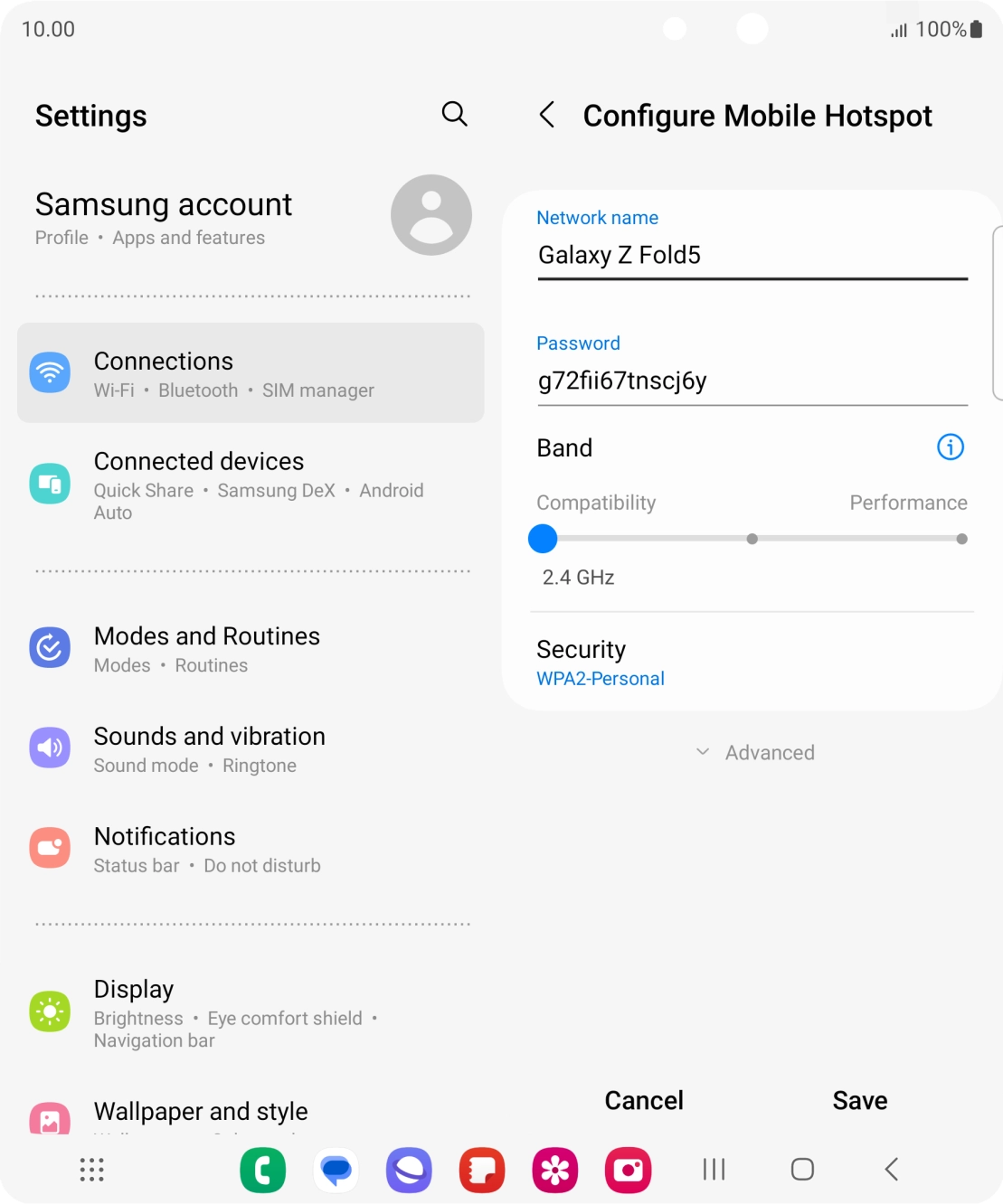 Press the field below 'Network name' and key in the required name.