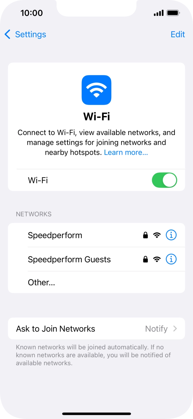 Press the required WiFi network and key in the password for the WiFi network.
