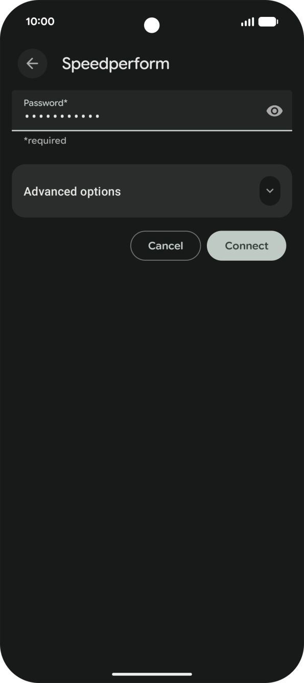 Key in the password for the WiFi network and press Connect.