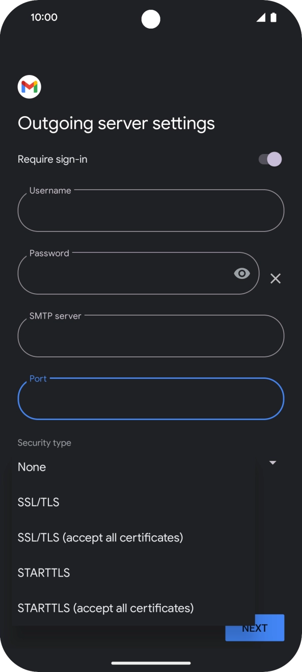Press SSL/TLS. Press SSL/TLS.