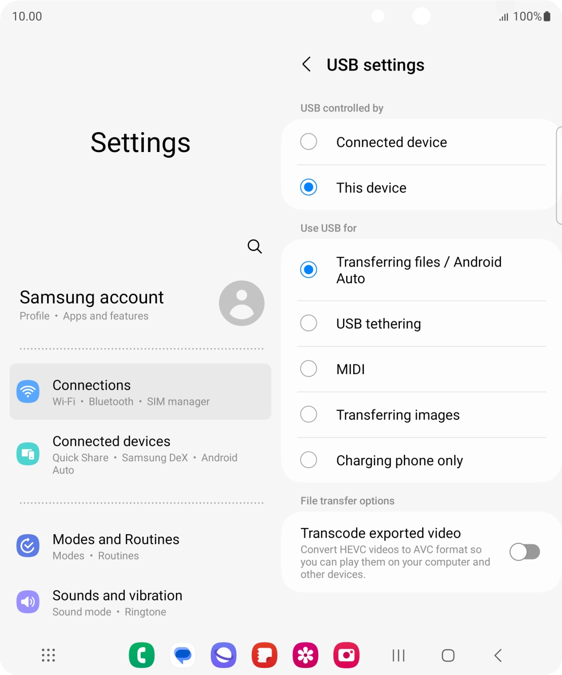 Press Transferring files / Android Auto.