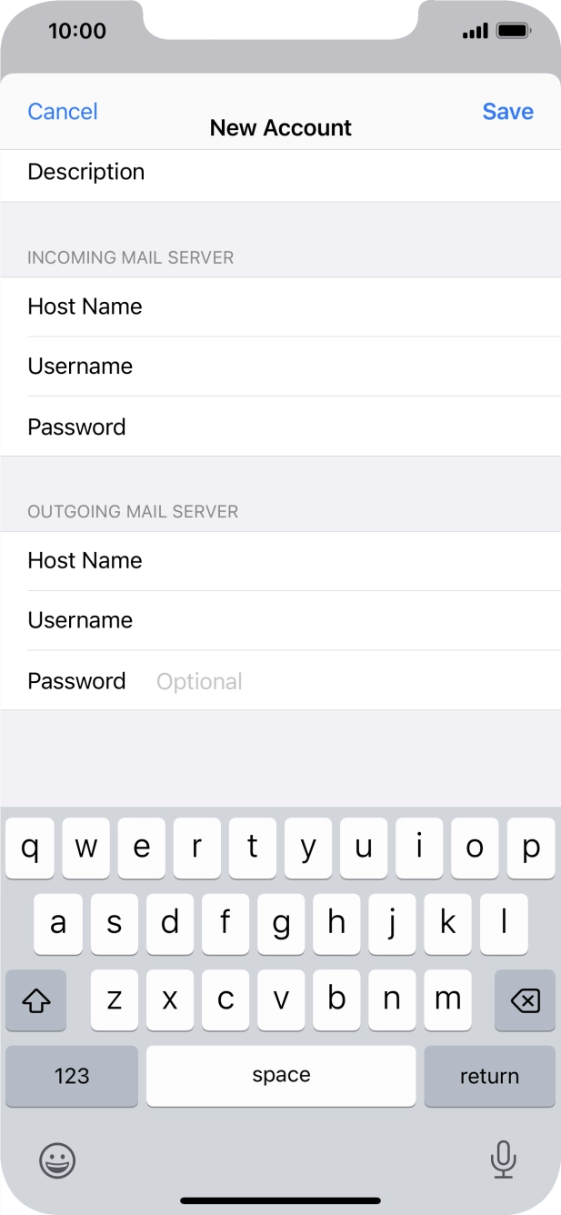 Press Password and key in the password for your email account.