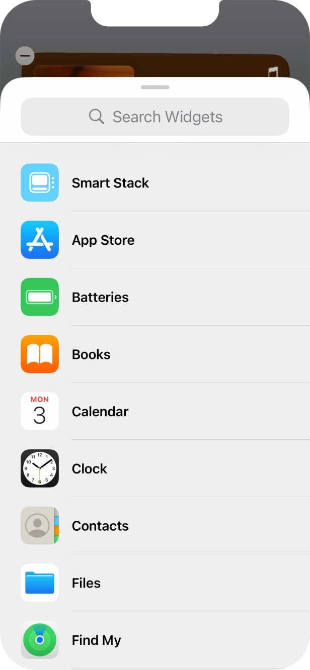 Press the required widget. Press the required widget.