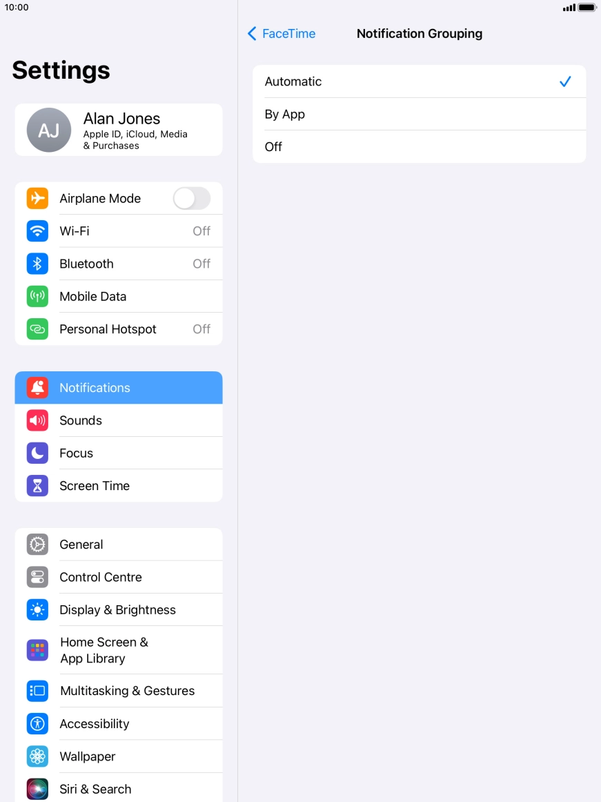 Press the required setting. Press the required setting.